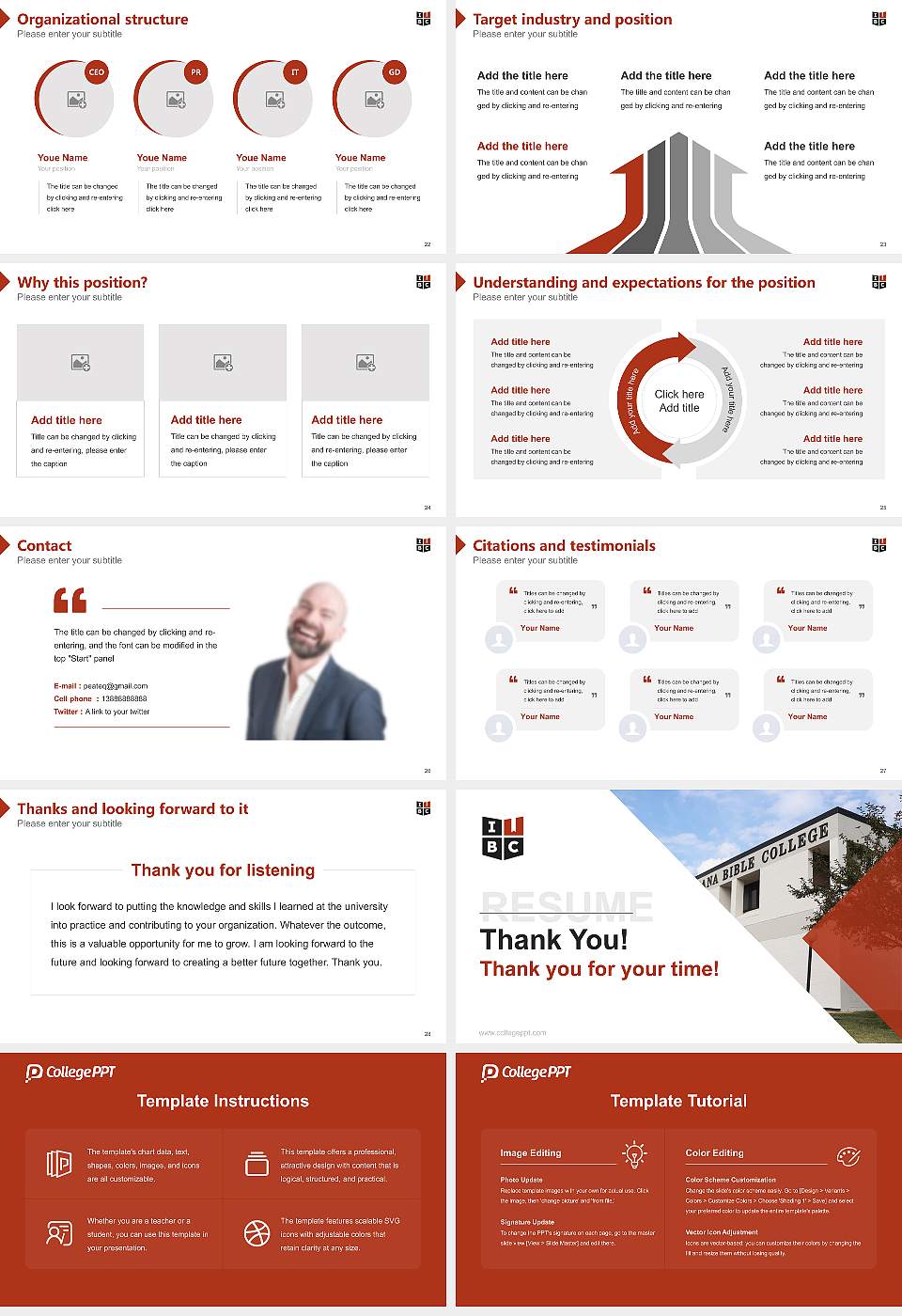 Indiana Bible College Resume PPT Template16:9 ratio PPT effect preview image4