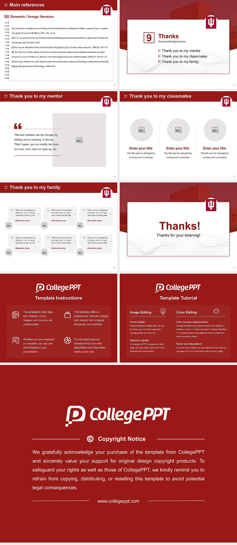 Indiana University-Southeast Graduation Thesis Defense PPT Template4:3 ratio PPT effect preview image7