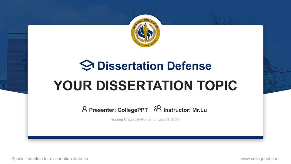 Herzing University-Kenosha Graduation Thesis Defense PPT Template16:9 ratio PPT effect preview image