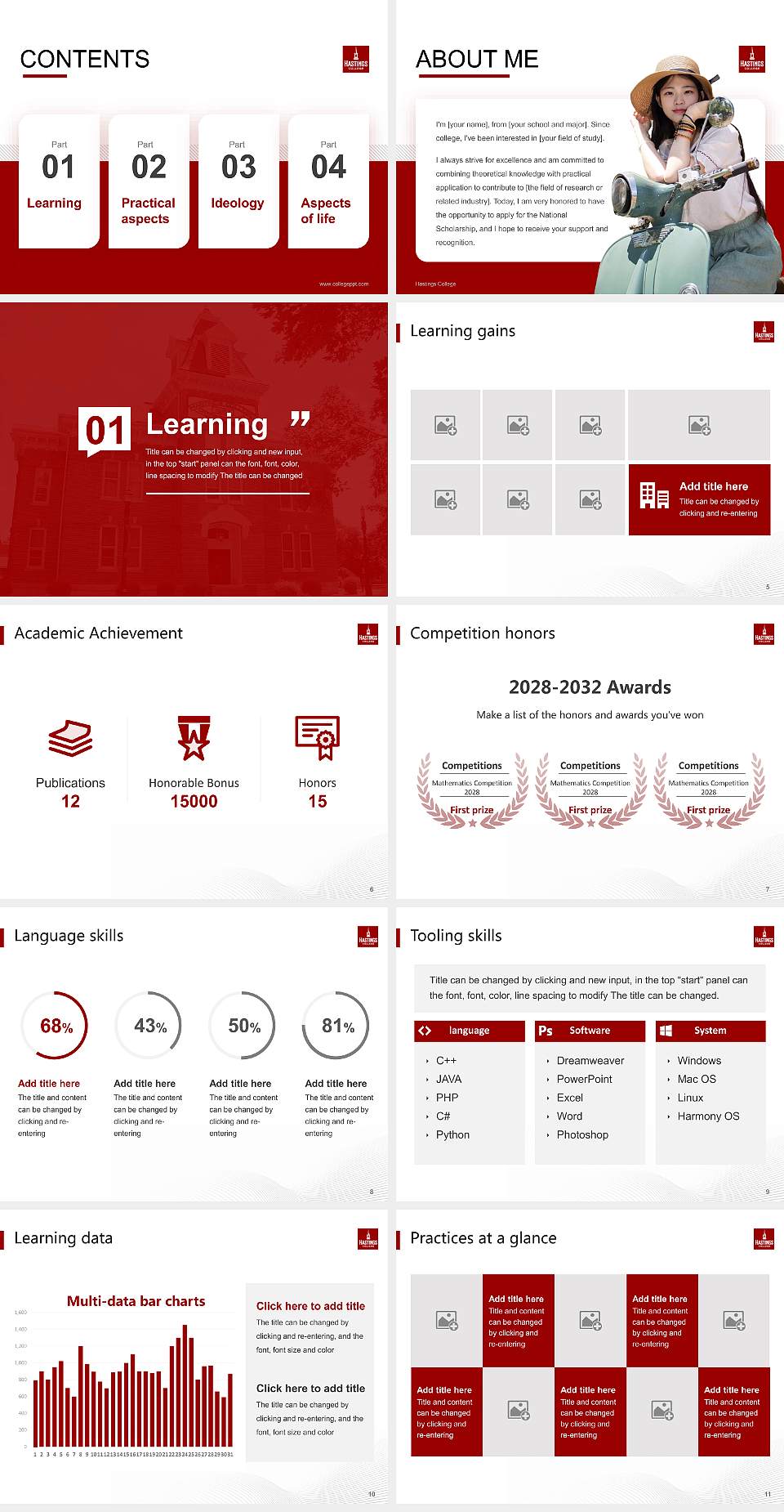 Hastings College National Scholarship Defense PPT Template4:3 ratio PPT effect preview image2