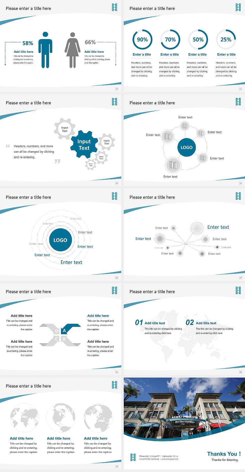 Hawaii Pacific University Course/Courseware Creation PPT Template4:3 ratio PPT effect preview image4