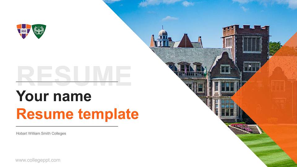Hobart William Smith Colleges Resume PPT Template16:9 ratio PPT effect preview image
