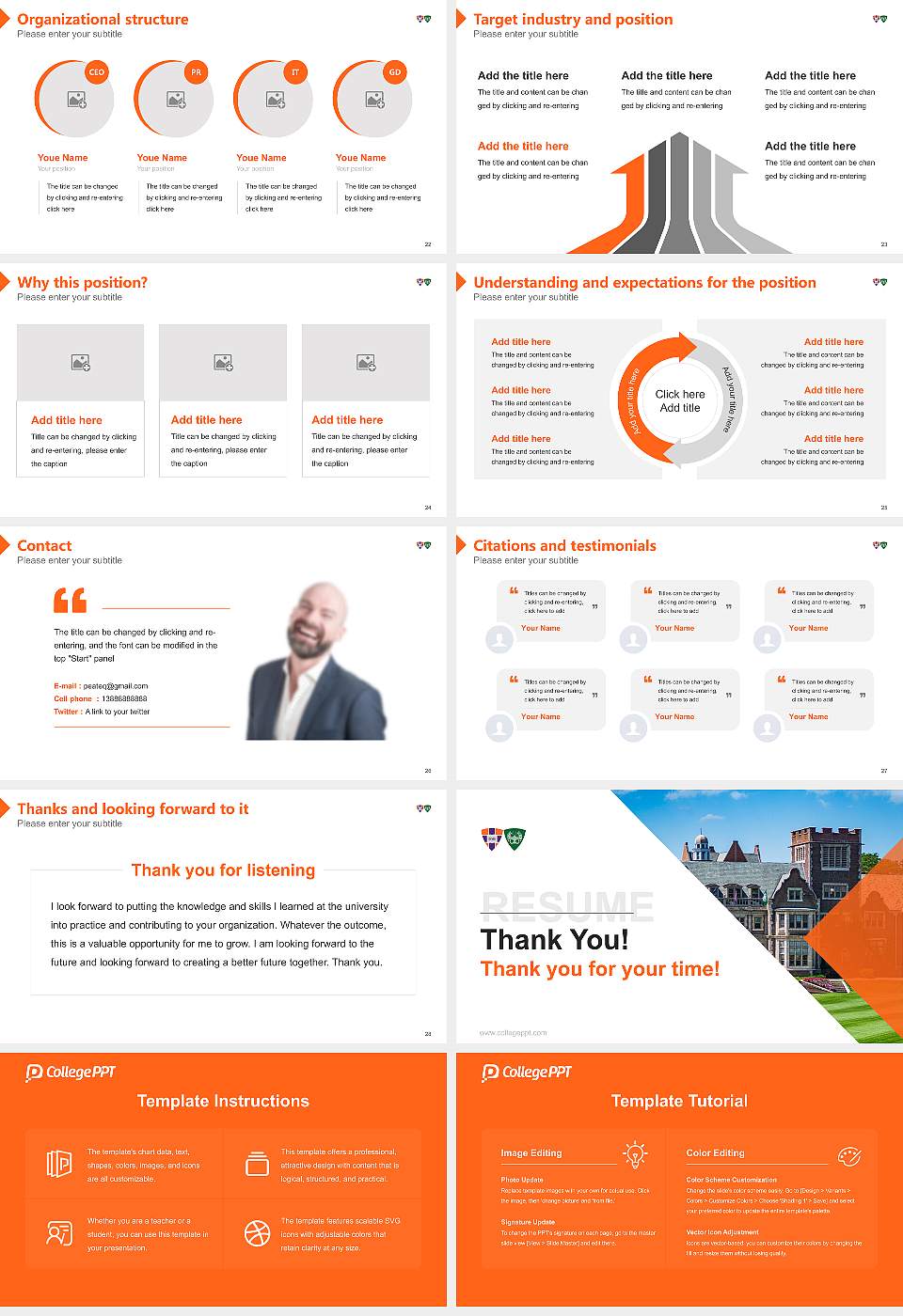 Hobart William Smith Colleges Resume PPT Template16:9 ratio PPT effect preview image4