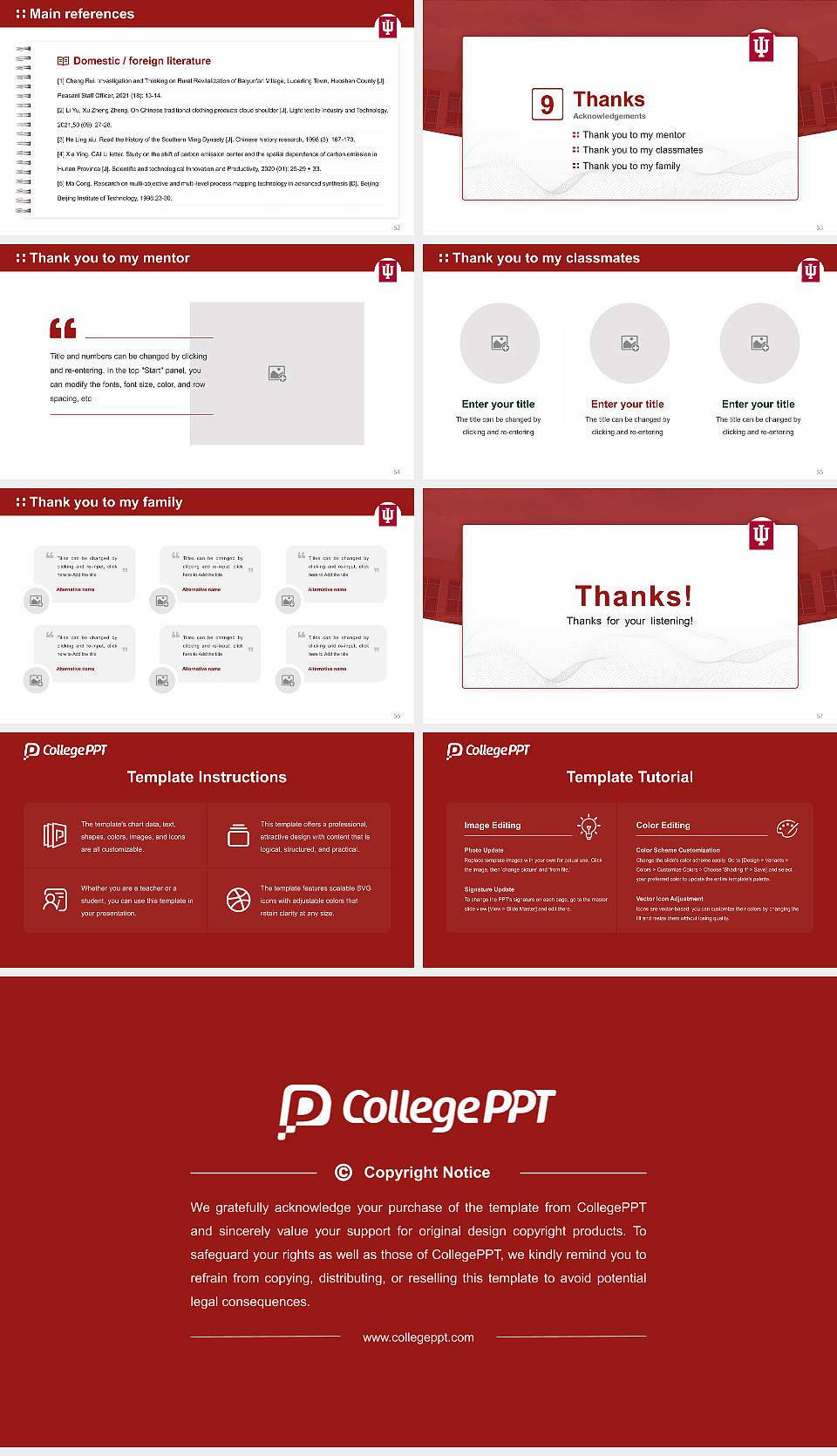 Indiana University-Kokomo Graduation Thesis Defense PPT Template16:9 ratio PPT effect preview image7