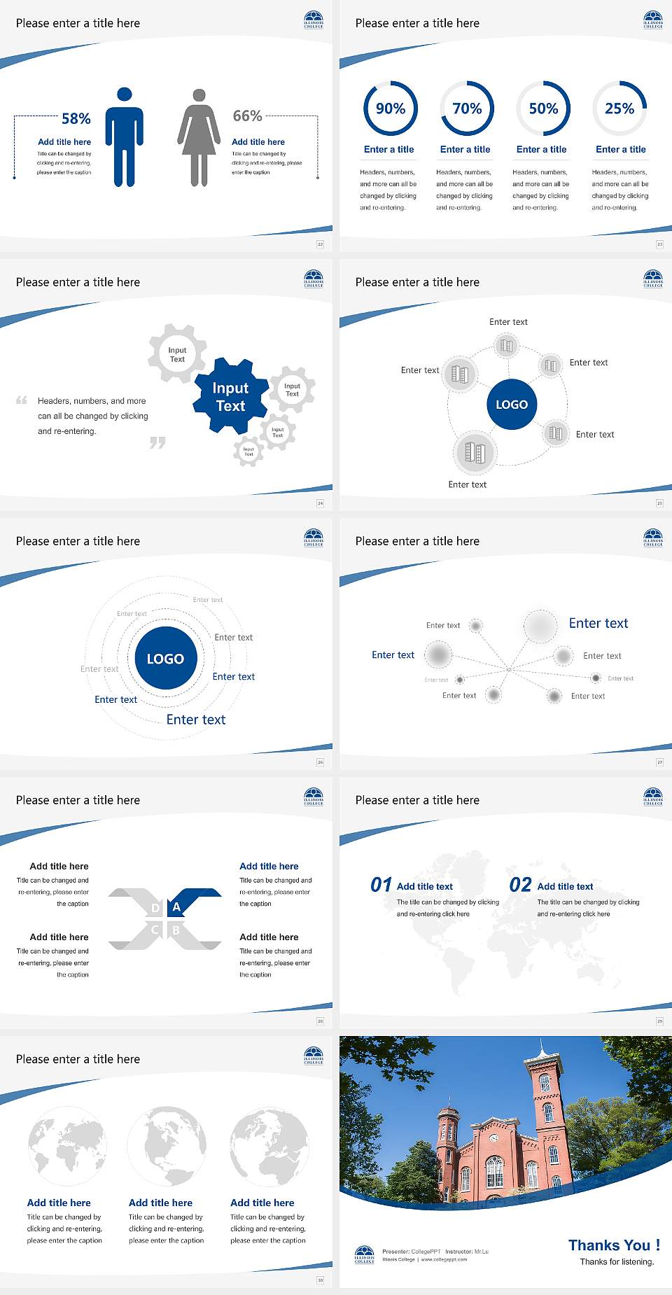 Illinois College Course/Courseware Creation PPT Template4:3 ratio PPT effect preview image4