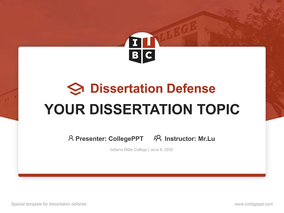Indiana Bible College Graduation Thesis Defense PPT Template4:3 ratio PPT effect preview image7