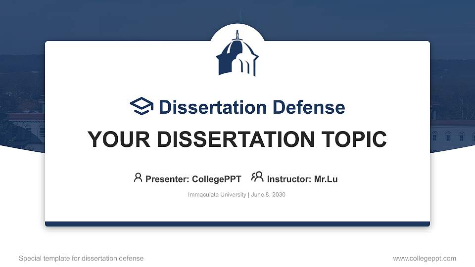 Immaculata University Graduation Thesis Defense PPT Template16:9 ratio PPT effect preview image