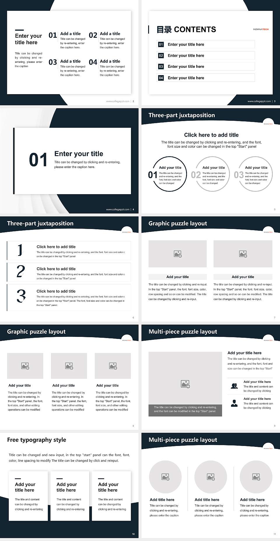 Indiana Institute of Technology Academic Presentation/Research Findings Report PPT Template4:3 ratio PPT effect preview image2