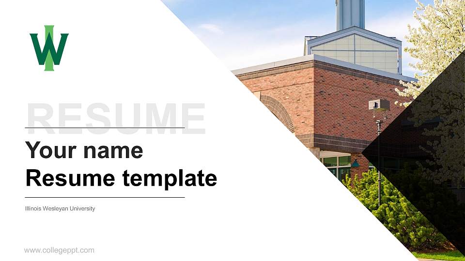 Illinois Wesleyan University Resume PPT Template16:9 ratio PPT effect preview image