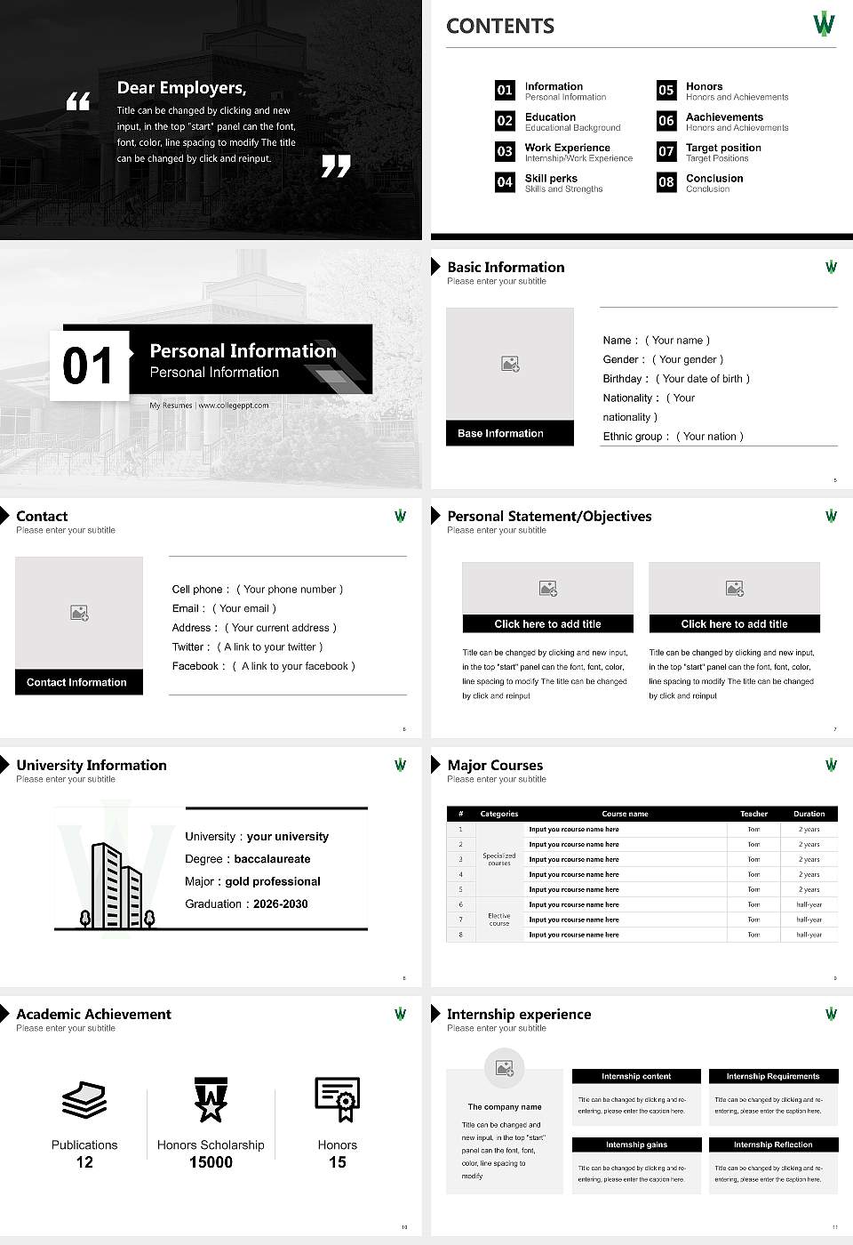 Illinois Wesleyan University Resume PPT Template16:9 ratio PPT effect preview image2