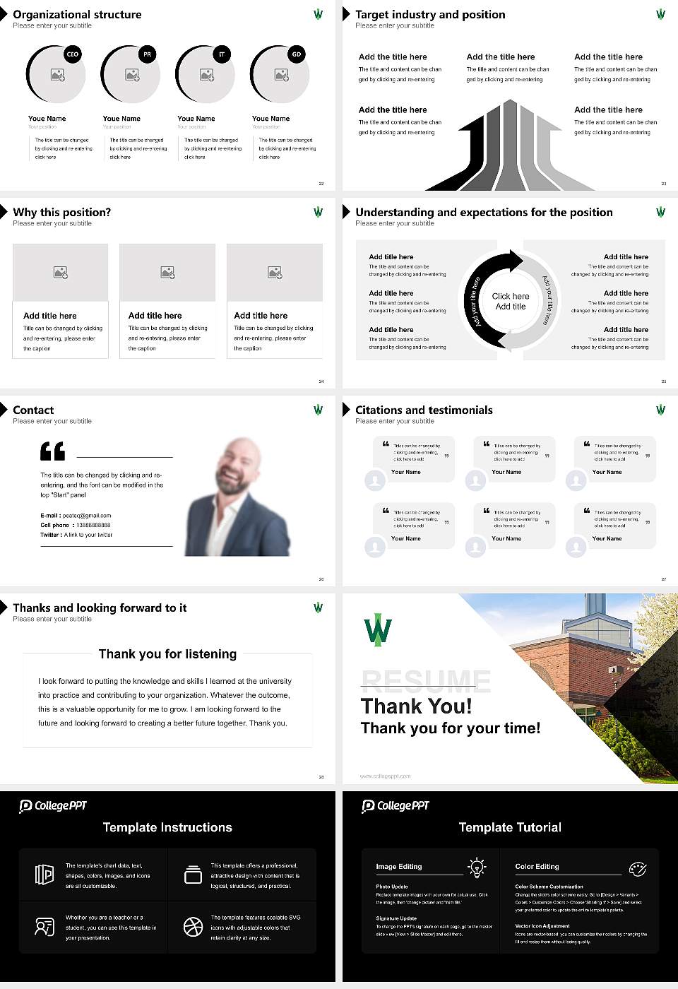 Illinois Wesleyan University Resume PPT Template16:9 ratio PPT effect preview image4