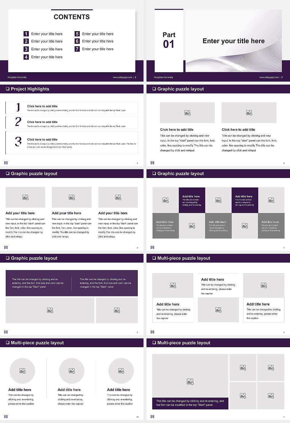 Houghton University General Purpose PPT Template16:9 ratio PPT effect preview image2