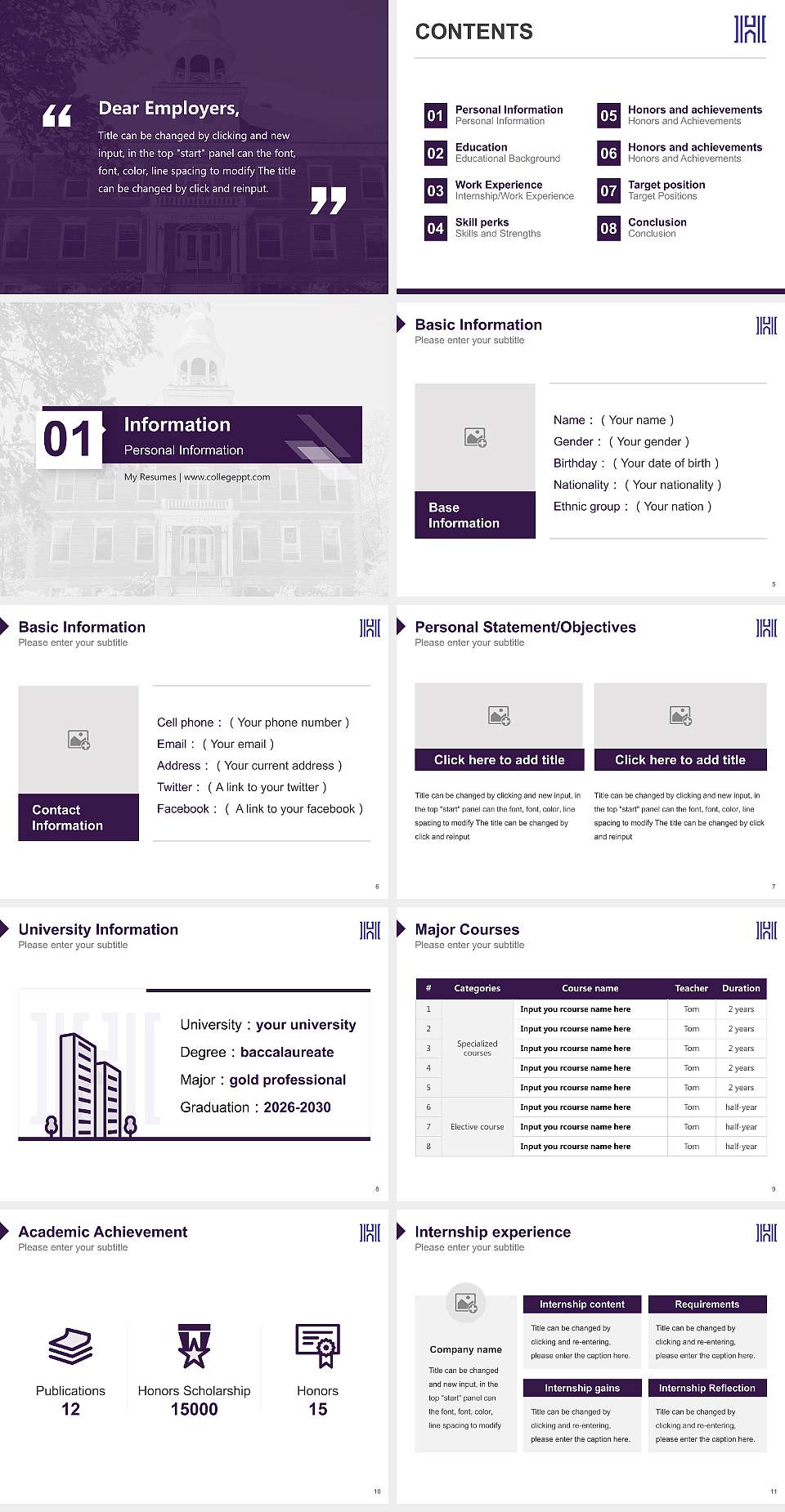 Houghton University Resume PPT Template4:3 ratio PPT effect preview image2