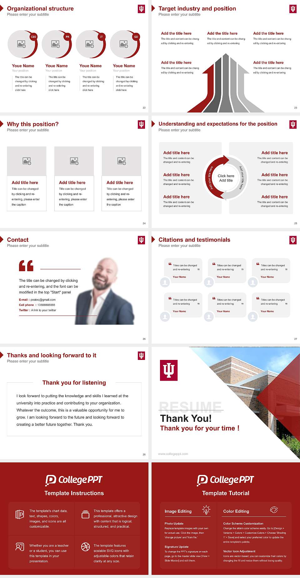 Indiana University-East Resume PPT Template4:3 ratio PPT effect preview image4
