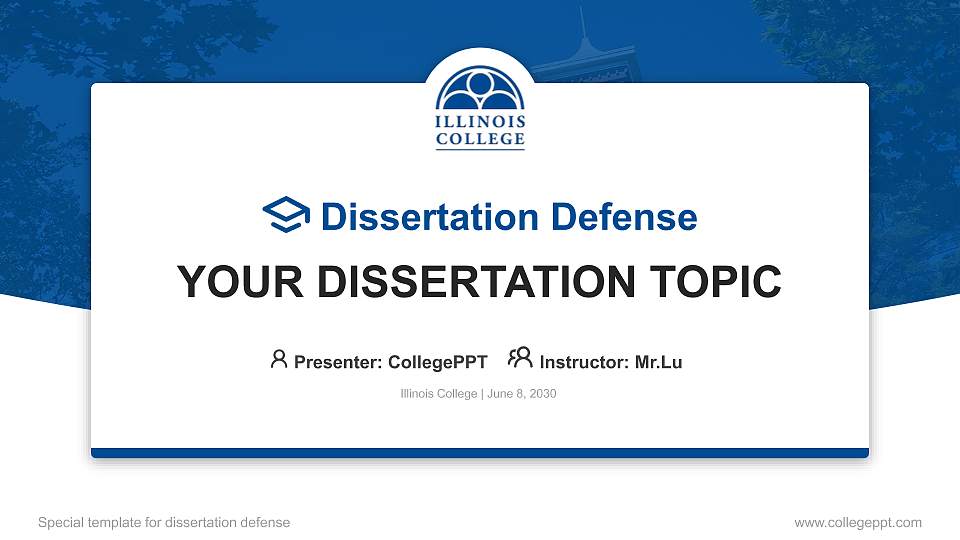 Illinois College Graduation Thesis Defense PPT Template16:9 ratio PPT effect preview image