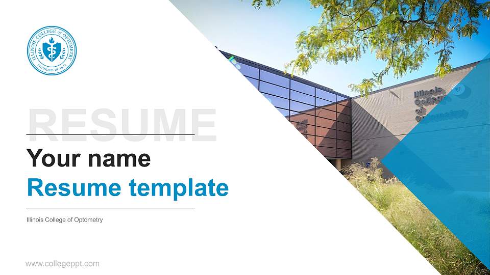 Illinois College of Optometry Resume PPT Template16:9 ratio PPT effect preview image