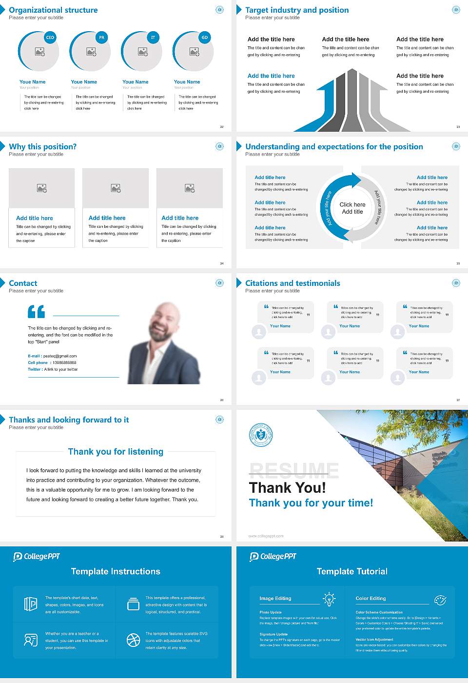 Illinois College of Optometry Resume PPT Template16:9 ratio PPT effect preview image4
