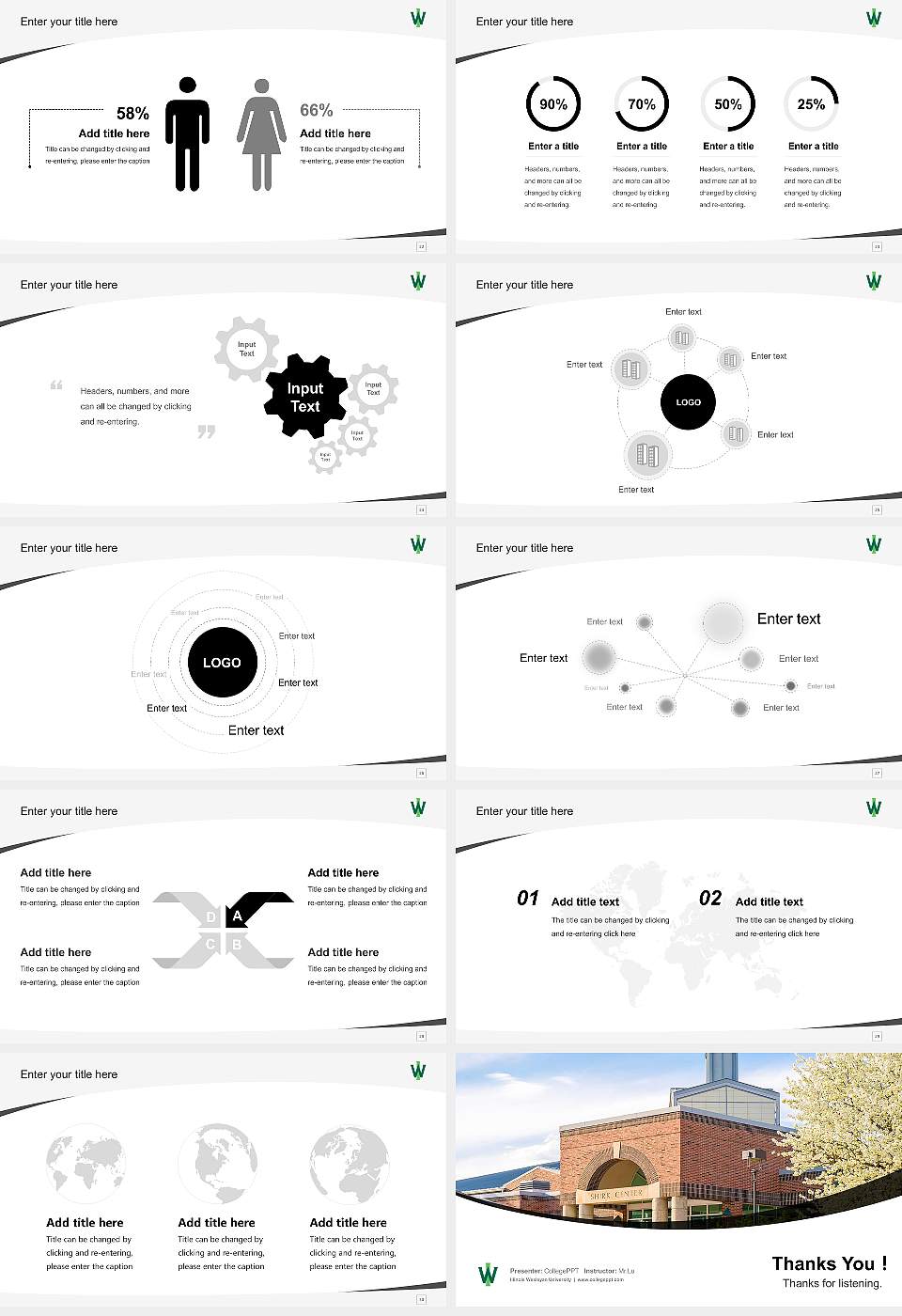 Illinois Wesleyan University Course/Courseware Creation PPT Template16:9 ratio PPT effect preview image4