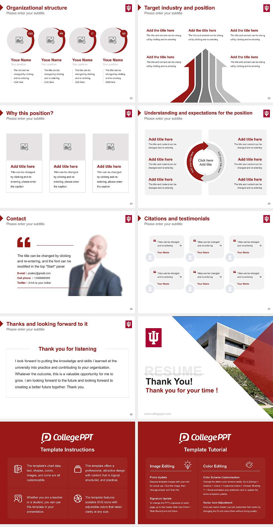 Indiana University-Northwest Resume PPT Template4:3 ratio PPT effect preview image4