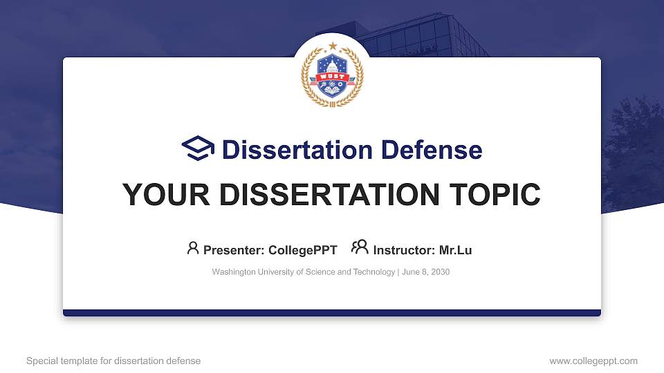 Washington University of Science and Technology Graduation Thesis Defense PPT Template16:9 ratio PPT effect preview image