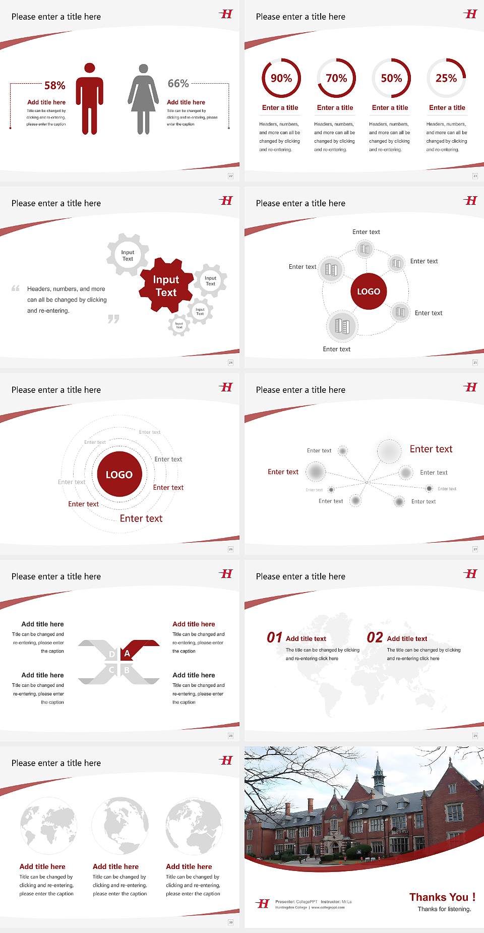 Huntingdon College Course/Courseware Creation PPT Template4:3 ratio PPT effect preview image4