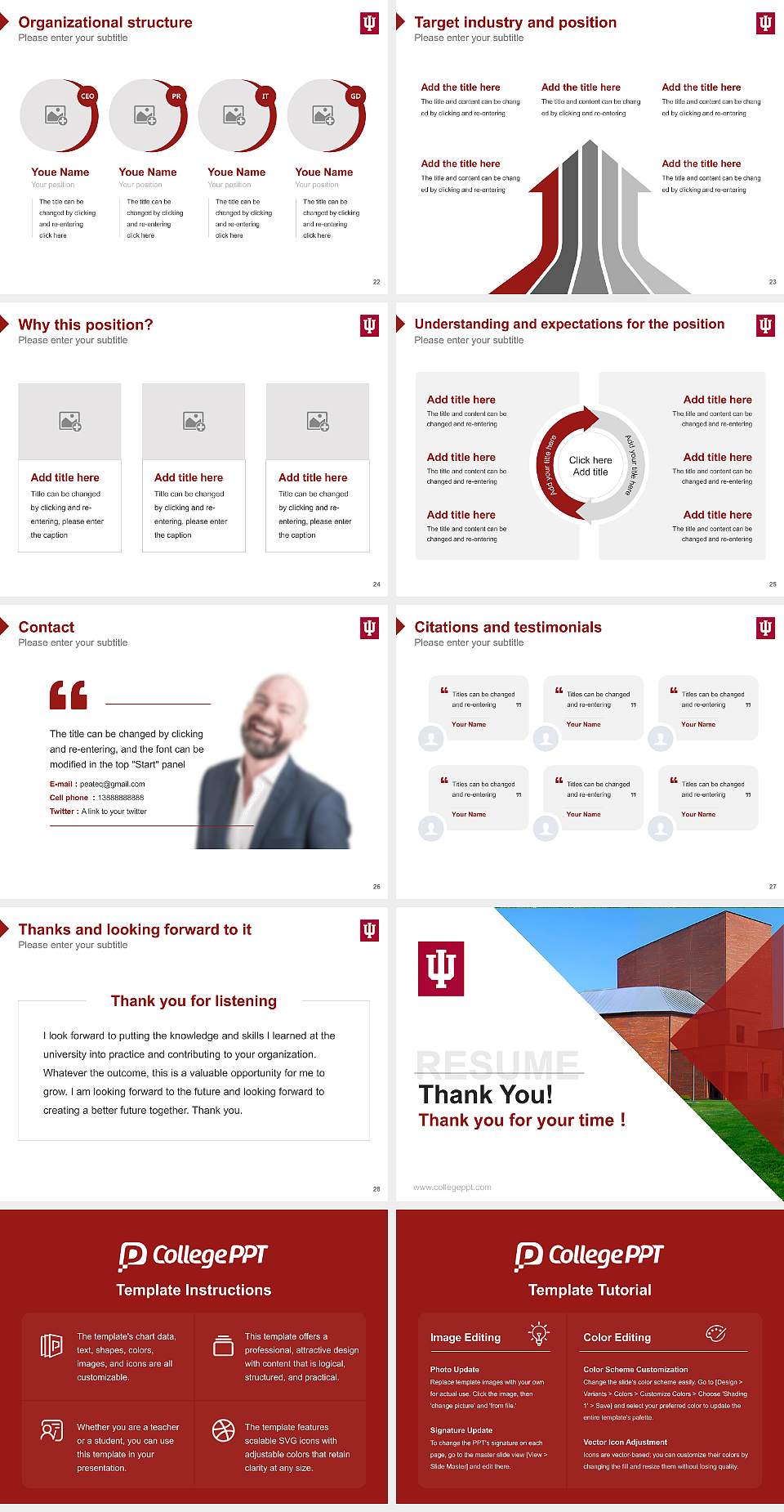 Indiana University-Southeast Resume PPT Template4:3 ratio PPT effect preview image4