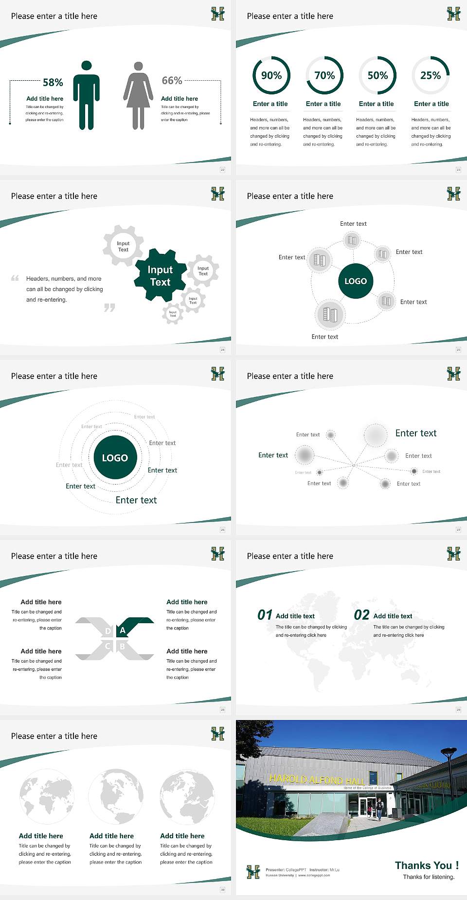 Husson University Course/Courseware Creation PPT Template4:3 ratio PPT effect preview image4