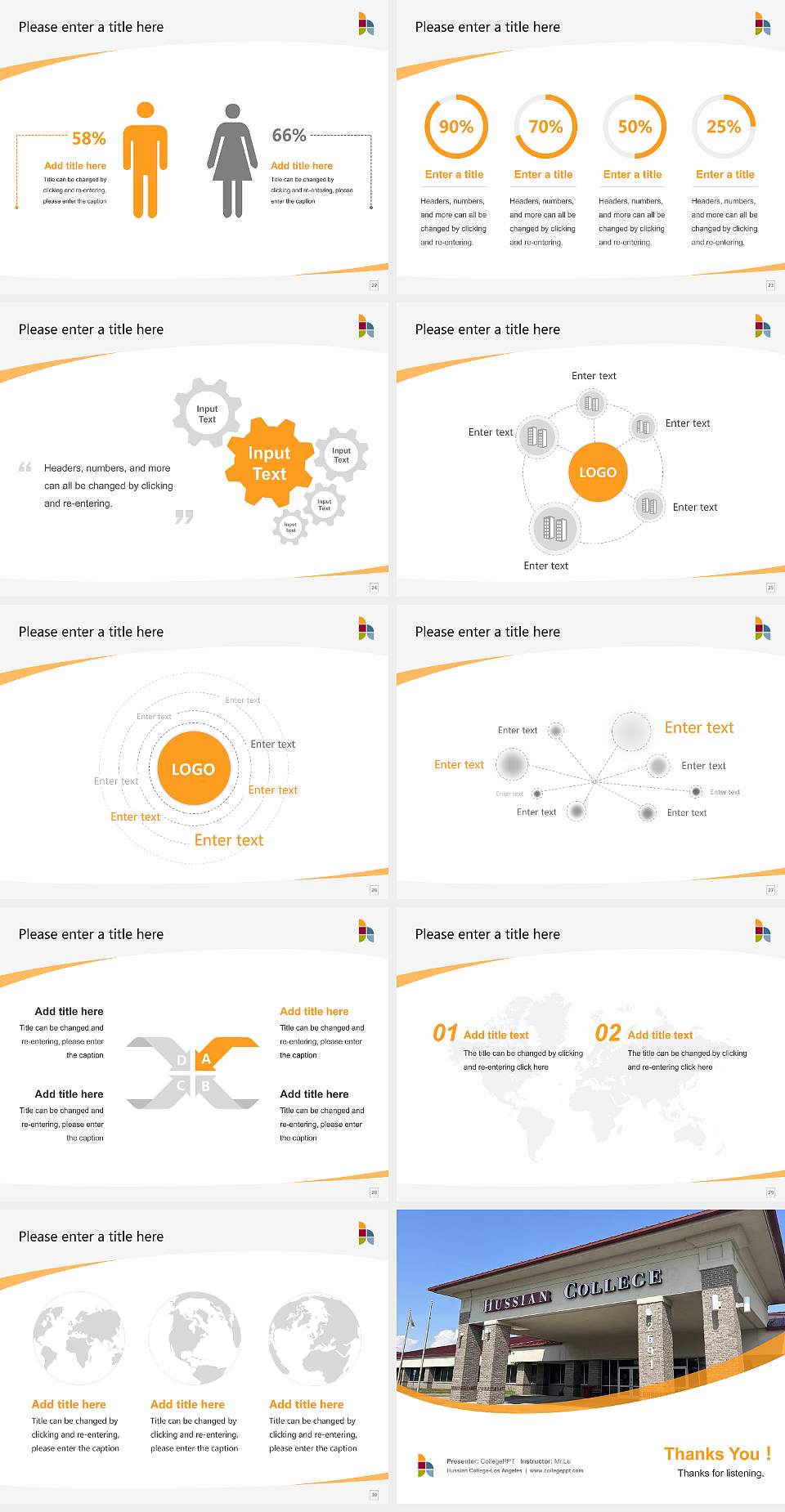 Hussian College-Los Angeles Course/Courseware Creation PPT Template4:3 ratio PPT effect preview image4