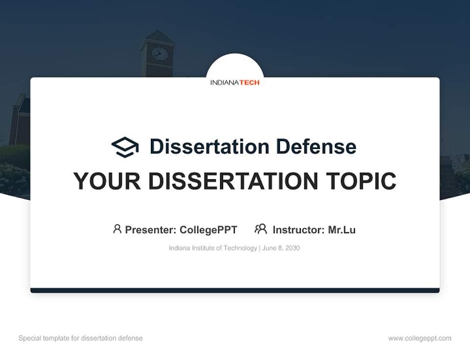 Indiana Institute of Technology Graduation Thesis Defense PPT Template4:3 ratio PPT effect preview image7