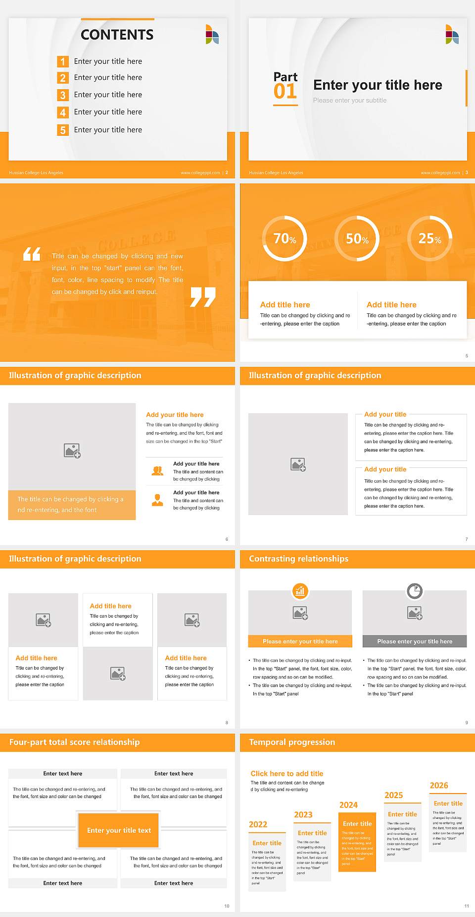 Hussian College-Los Angeles Thesis Proposal/Graduation Defense PPT Template4:3 ratio PPT effect preview image2