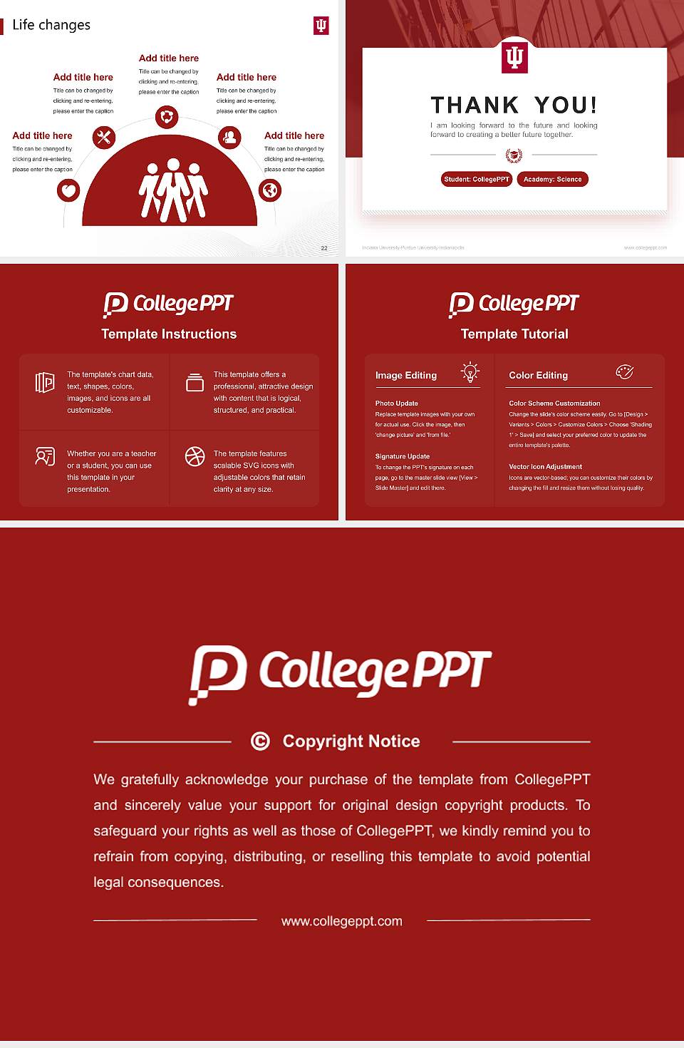 Indiana University-Purdue University-Indianapolis National Scholarship Defense PPT Template4:3 ratio PPT effect preview image4