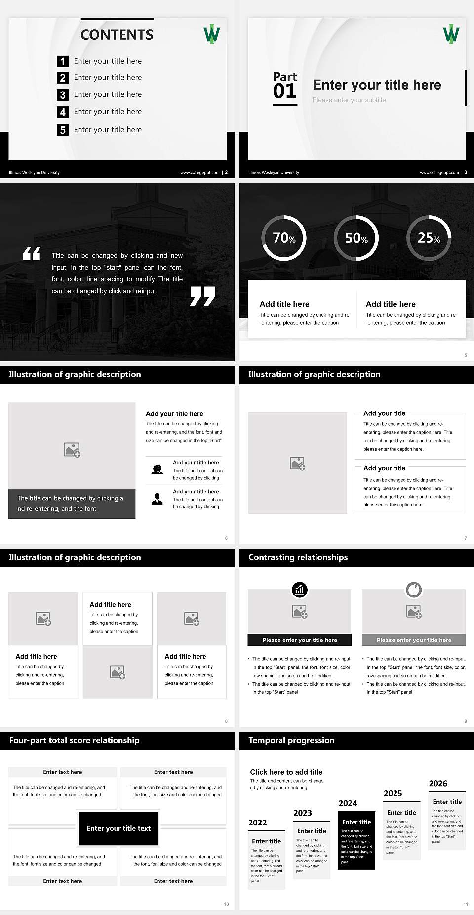 Illinois Wesleyan University Thesis Proposal/Graduation Defense PPT Template4:3 ratio PPT effect preview image2