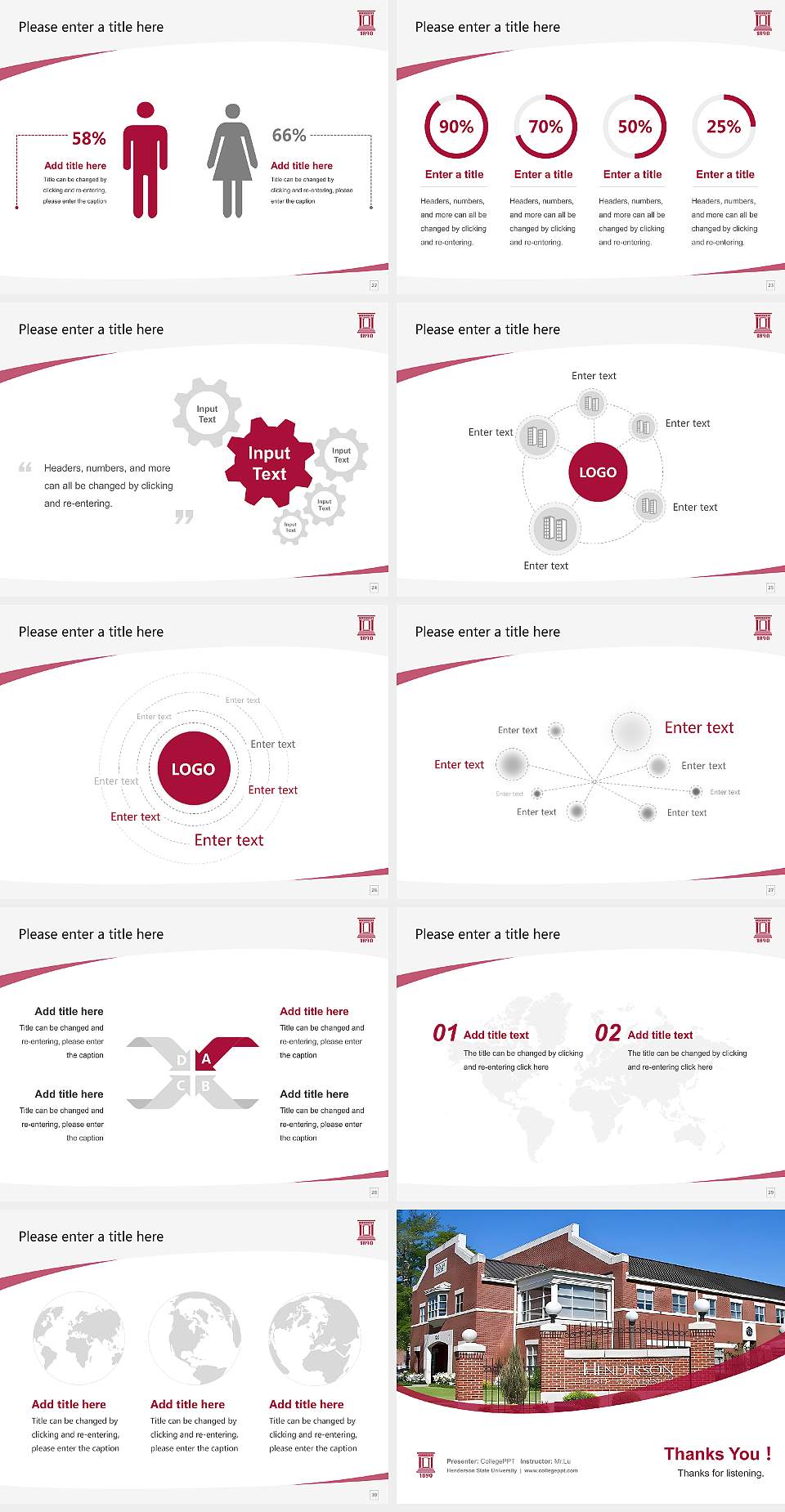 Henderson State University Course/Courseware Creation PPT Template4:3 ratio PPT effect preview image4