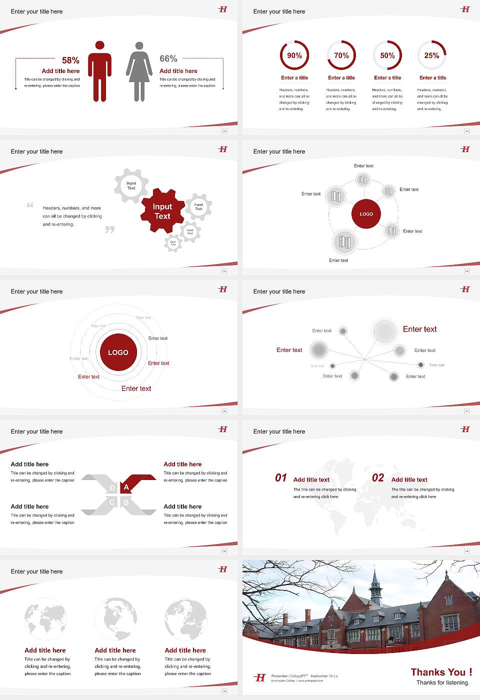 Huntingdon College Course/Courseware Creation PPT Template16:9 ratio PPT effect preview image4