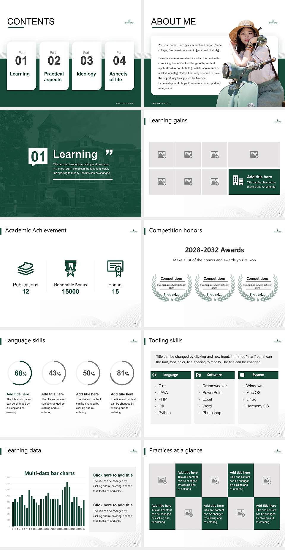 Huntington University National Scholarship Defense PPT Template4:3 ratio PPT effect preview image2