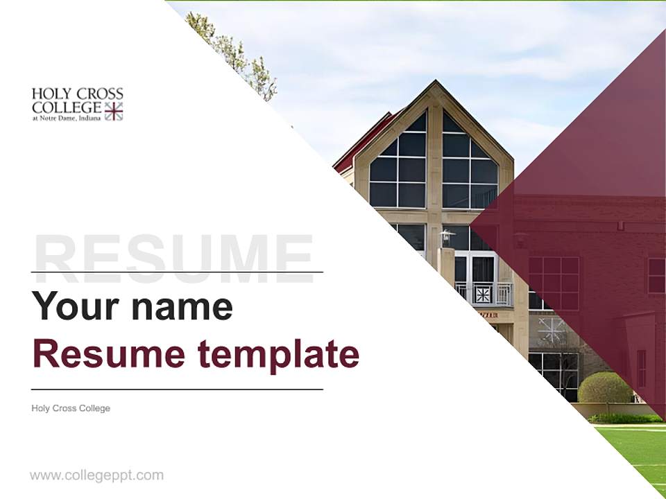 Holy Cross College Resume PPT Template4:3 ratio PPT effect preview image5