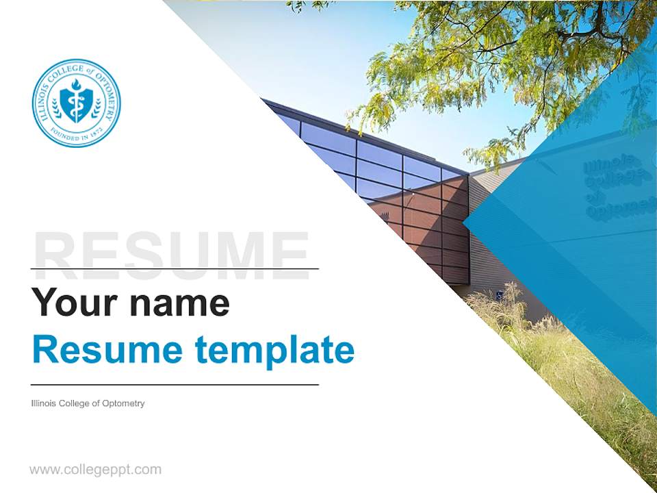 Illinois College of Optometry Resume PPT Template4:3 ratio PPT effect preview image5