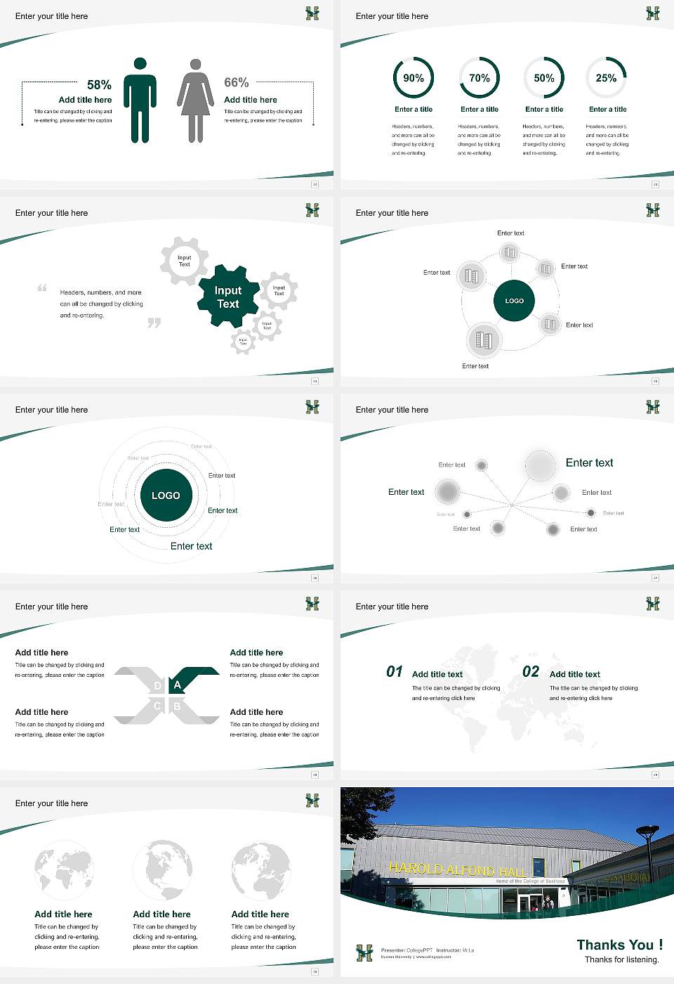 Husson University Course/Courseware Creation PPT Template16:9 ratio PPT effect preview image4