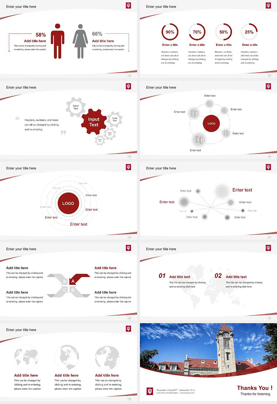 Indiana University-Bloomington Course/Courseware Creation PPT Template16:9 ratio PPT effect preview image4
