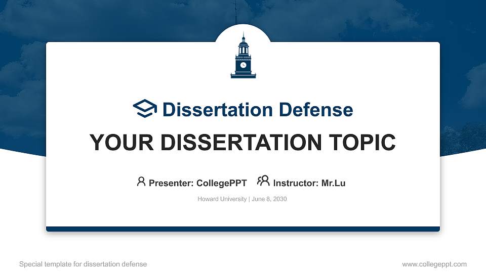 Howard University Graduation Thesis Defense PPT Template16:9 ratio PPT effect preview image