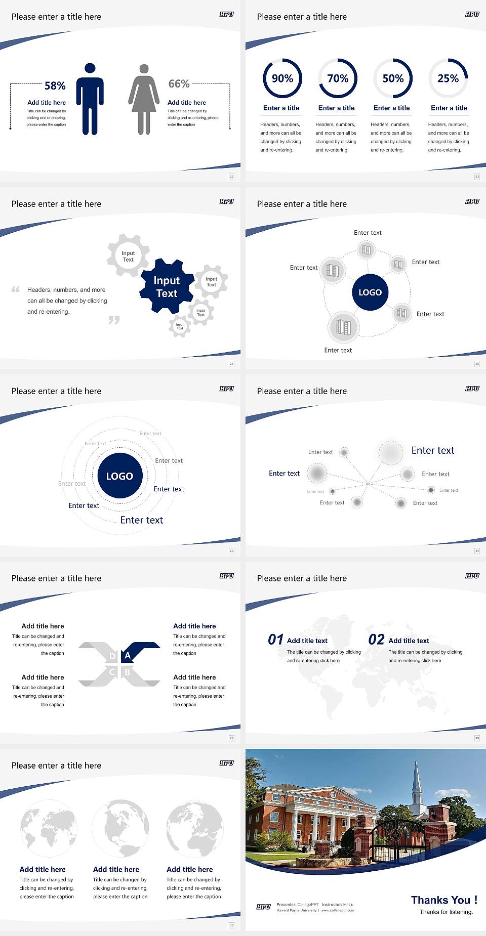 Howard Payne University Course/Courseware Creation PPT Template4:3 ratio PPT effect preview image4