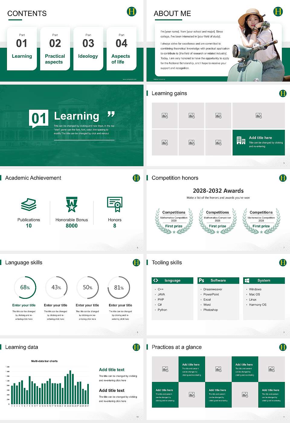 Hollins University National Scholarship Defense PPT Template16:9 ratio PPT effect preview image2