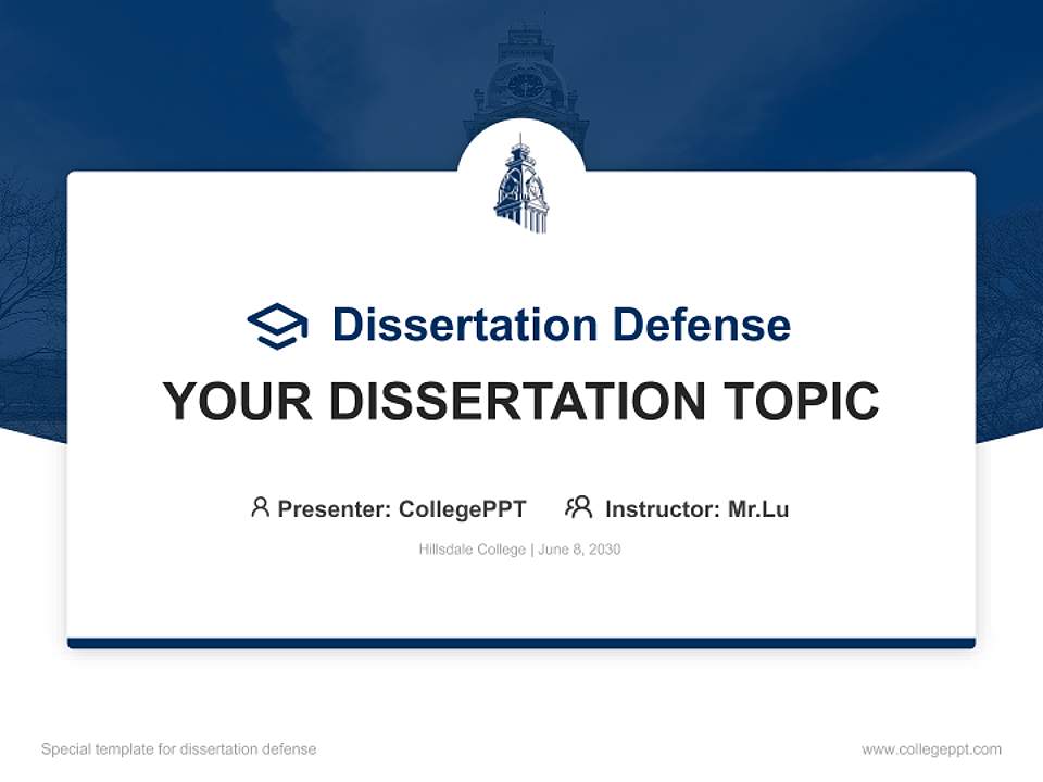 Hillsdale College Graduation Thesis Defense PPT Template4:3 ratio PPT effect preview image7