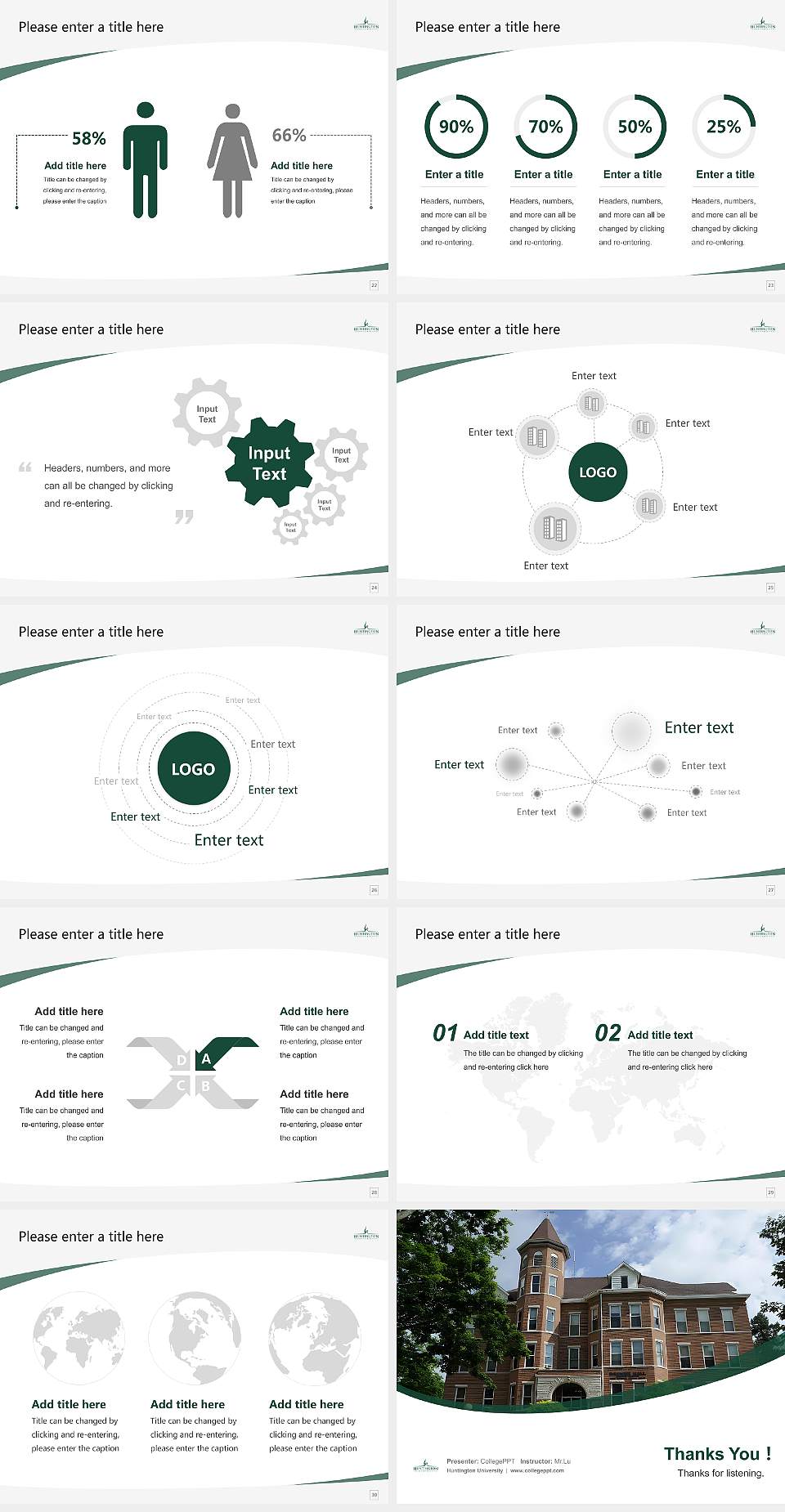 Huntington University Course/Courseware Creation PPT Template4:3 ratio PPT effect preview image4
