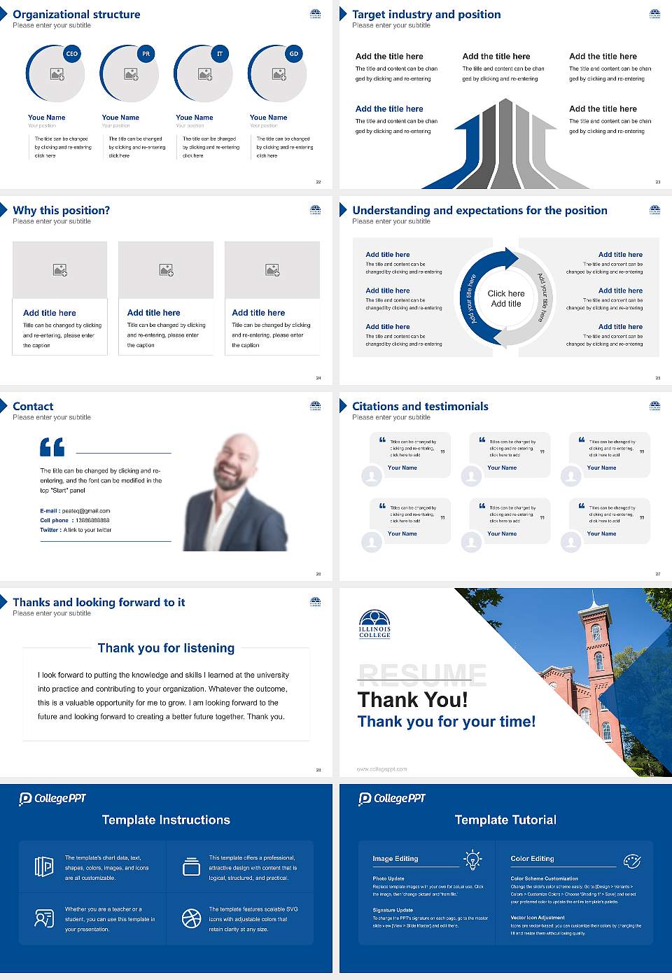 Illinois College Resume PPT Template16:9 ratio PPT effect preview image4