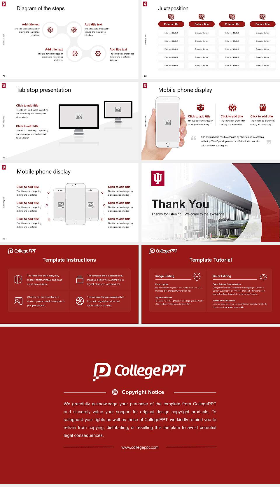 Indiana University-Purdue University-Indianapolis Competition/Entrepreneurship Contest PPT Template16:9 ratio PPT effect preview image9