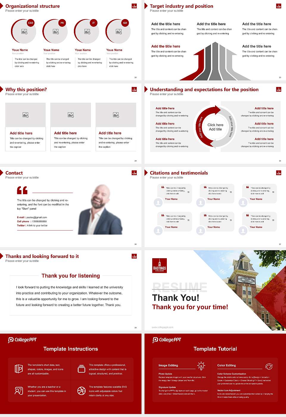 Hastings College Resume PPT Template16:9 ratio PPT effect preview image4