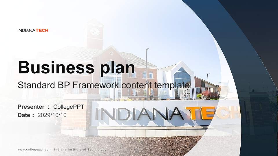 Indiana Institute of Technology Competition/Entrepreneurship Contest PPT Template16:9 ratio PPT effect preview image