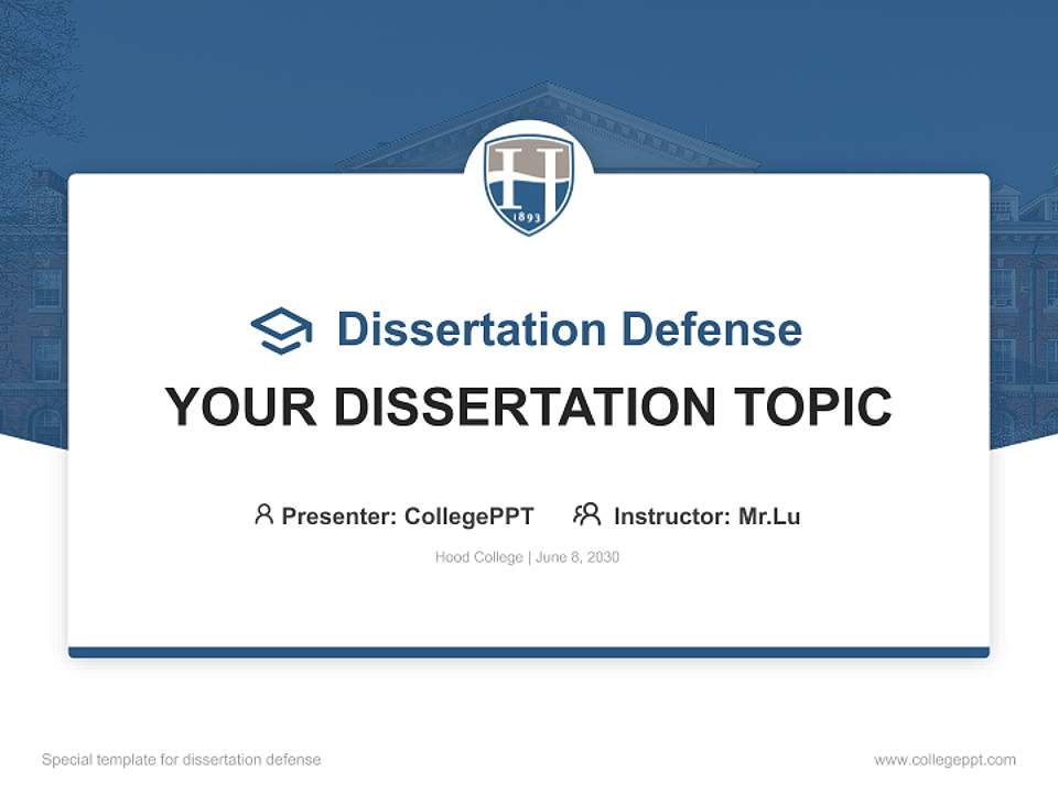 Hood College Graduation Thesis Defense PPT Template4:3 ratio PPT effect preview image7