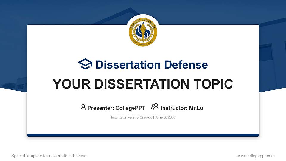 Herzing University-Orlando Graduation Thesis Defense PPT Template16:9 ratio PPT effect preview image1